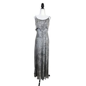 Laila Jayde Gray tie dye lightweight Sleeveless Maxi Dress with Layered Bodice